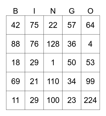 Huisnummer Bingo Card