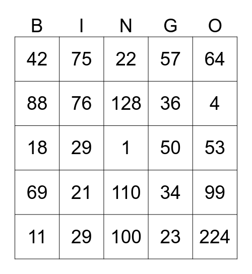 Huisnummer Bingo Card