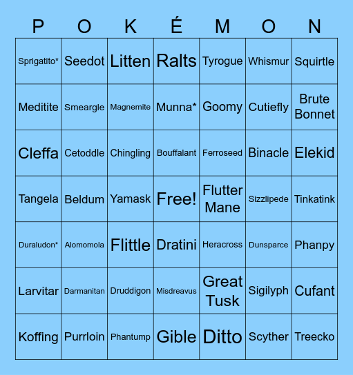 Cobblemon Bingo Hunt Bingo Card
