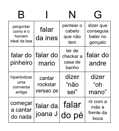 Zé Bingo Card