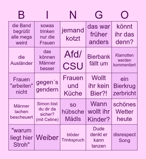 Eni´s Polterabend Bingo Card