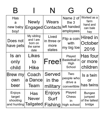 Agency Ice Breaker Bingo Card