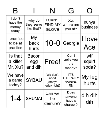 Midwood Handball 2025 Bingo Card