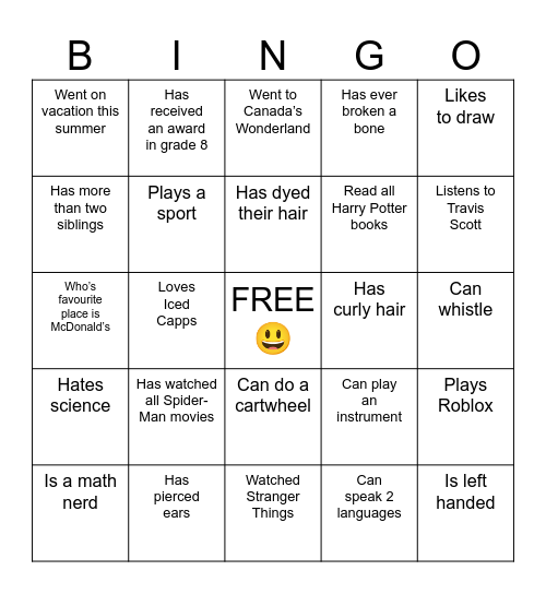 Find someone who.. Bingo Card