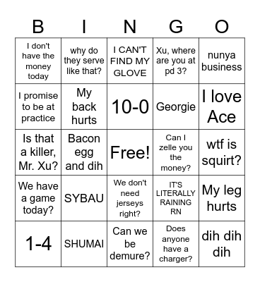 Midwood Handball 2025 Bingo Card