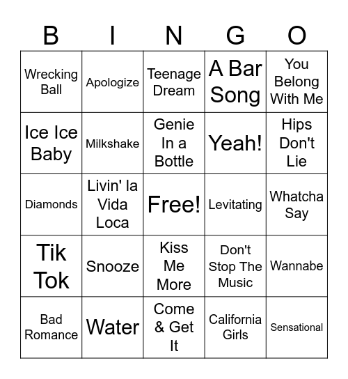 HML Music Bingo Card