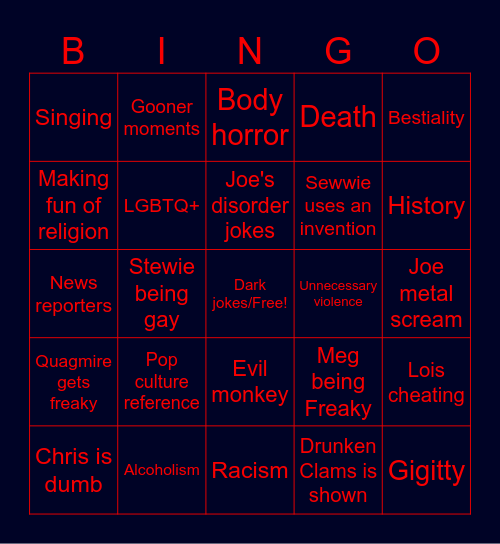 Family Guy Bingo! Bingo Card