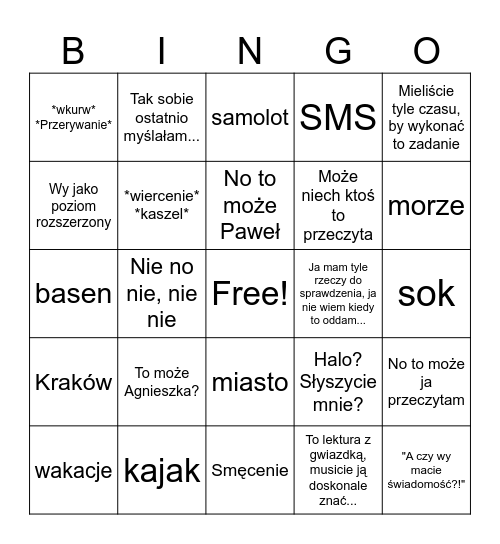 Język Polski Bingo Card