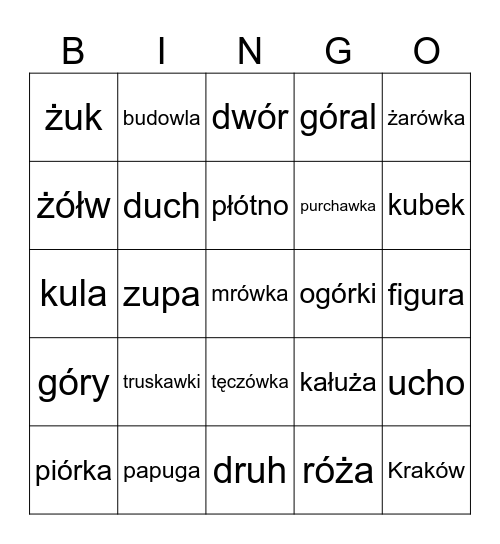 Język Polski Bingo Card