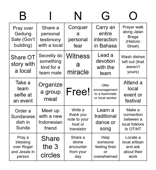 SE Asia Extravaganza Bingo Card