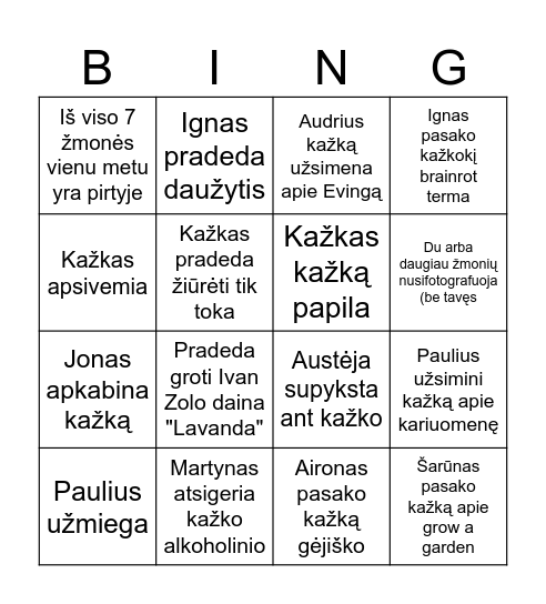 Armandas Bingo Card