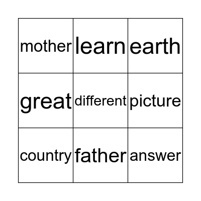 2nd Grade Trick Word - List 4 Bingo Card