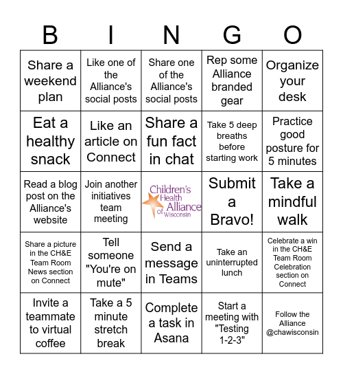 2025 Employee Giving Campaign Bingo Card