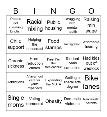 Rage Waltham Bingo Card