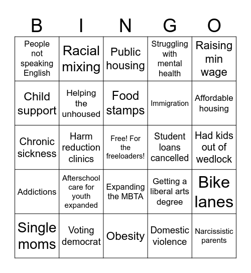 Rage Waltham Bingo Card