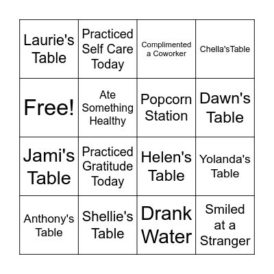 Craft Sale/Wellness Bingo Card