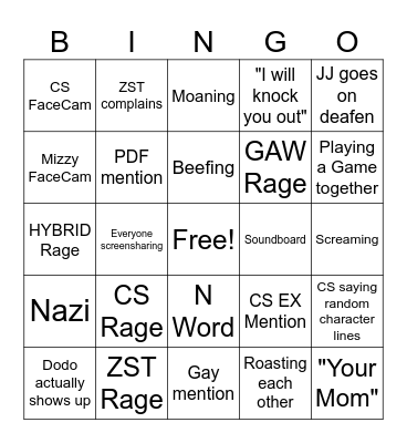 Call Bingo Card