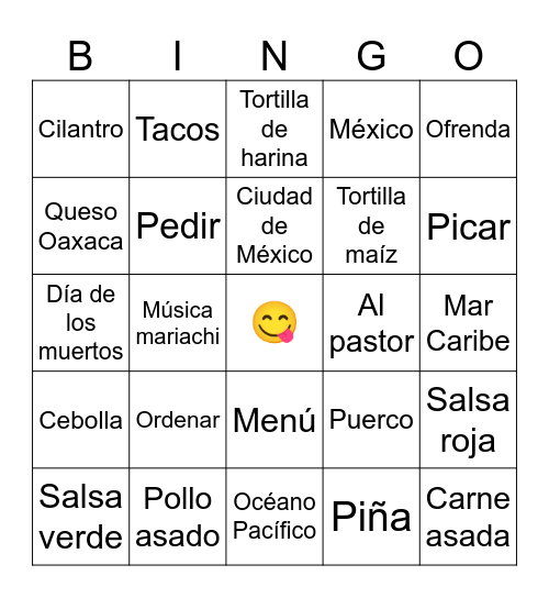 Vocabulario de México Bingo Card