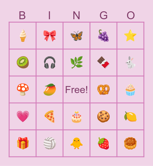 Kavya's Birthday Bingo Card