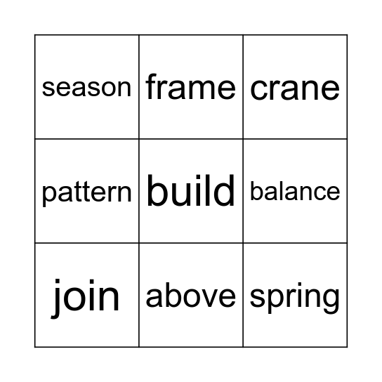 Spelling Bingo! Bingo Card