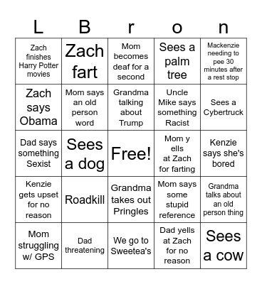 ROAD TRIP!!! Bingo Card