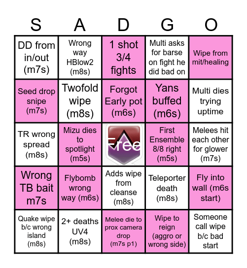 Raiding is Hard Kupo Bingo Card