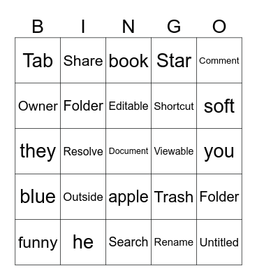 Google Docs Bingo Card
