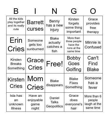 Beach Bingo Card