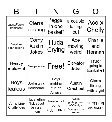 Love Island Season 7 Bingo Card