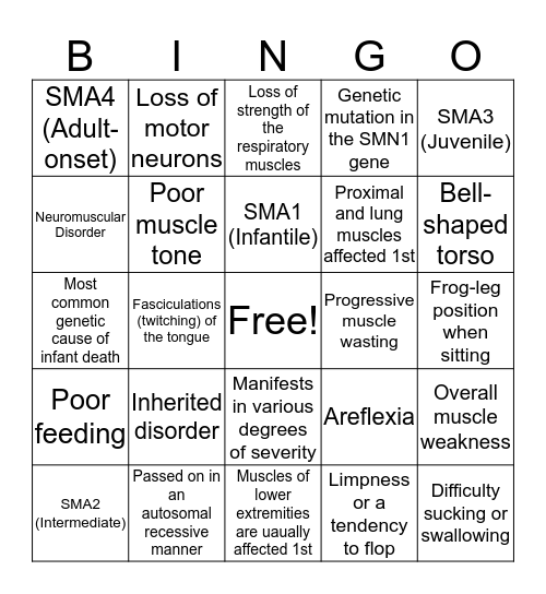 SMA Bingo Card