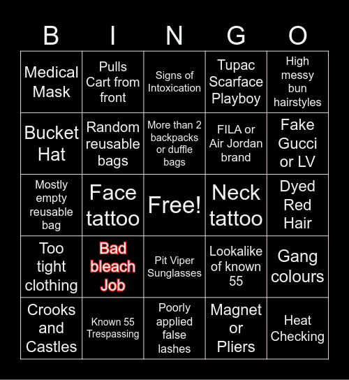 55 Bingo! Bingo Card