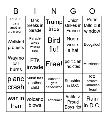 June 14 Bingo Card