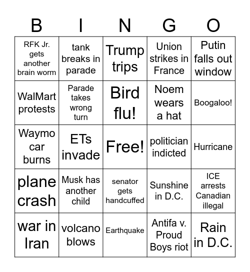 June 14 Bingo Card