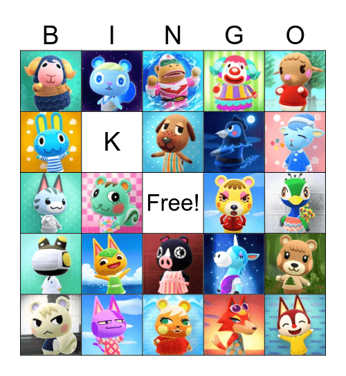 Animal Crossing Bingo Card