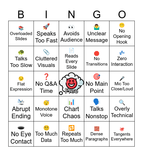 Audience Engagement Nightmare! Bingo Card
