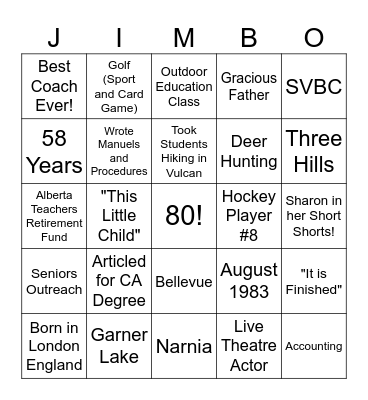 JIMBO Bingo Card