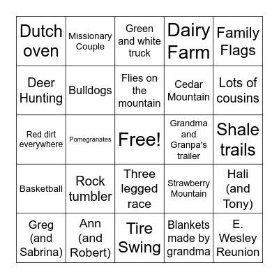 Hughes 2025 Bingo Card