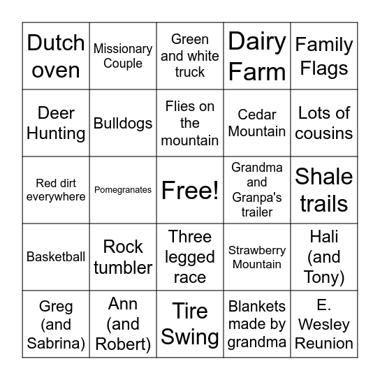 Hughes 2025 Bingo Card