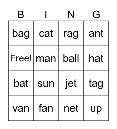 Beginner bingo Card