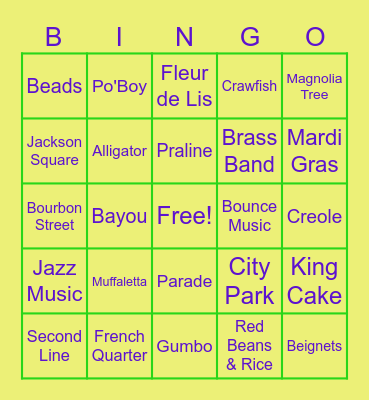 New Orleans' Best Bingo Card