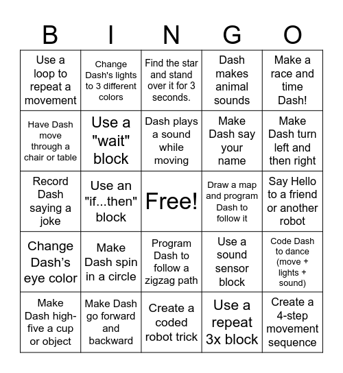 Dash Bingo Card