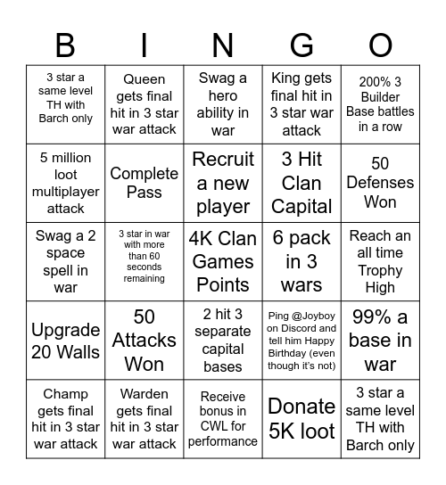 Army of 9 Year Olds Bingo Card