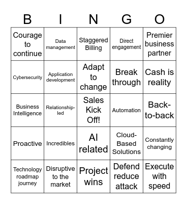 FY25 Sales Kick Off Bingo Card