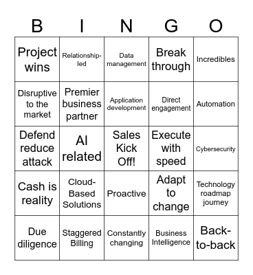 FY25 Sales Kick Off Bingo Card