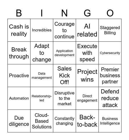 FY25 Sales Kick Off Bingo Card