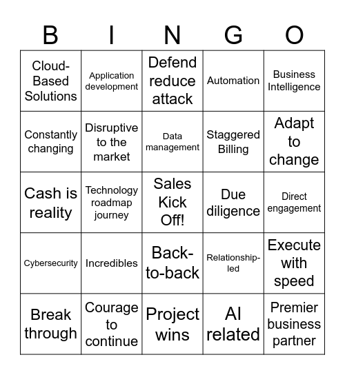 FY25 Sales Kick Off Bingo Card