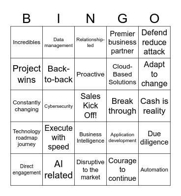 FY25 Sales Kick Off Bingo Card