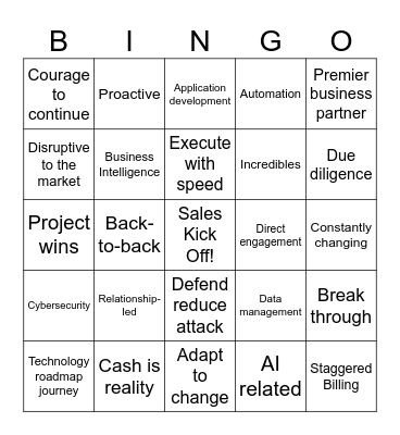 FY25 Sales Kick Off Bingo Card