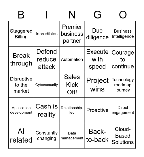 FY25 Sales Kick Off Bingo Card