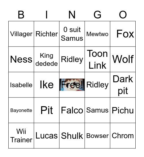 Smash bros Bingo Card